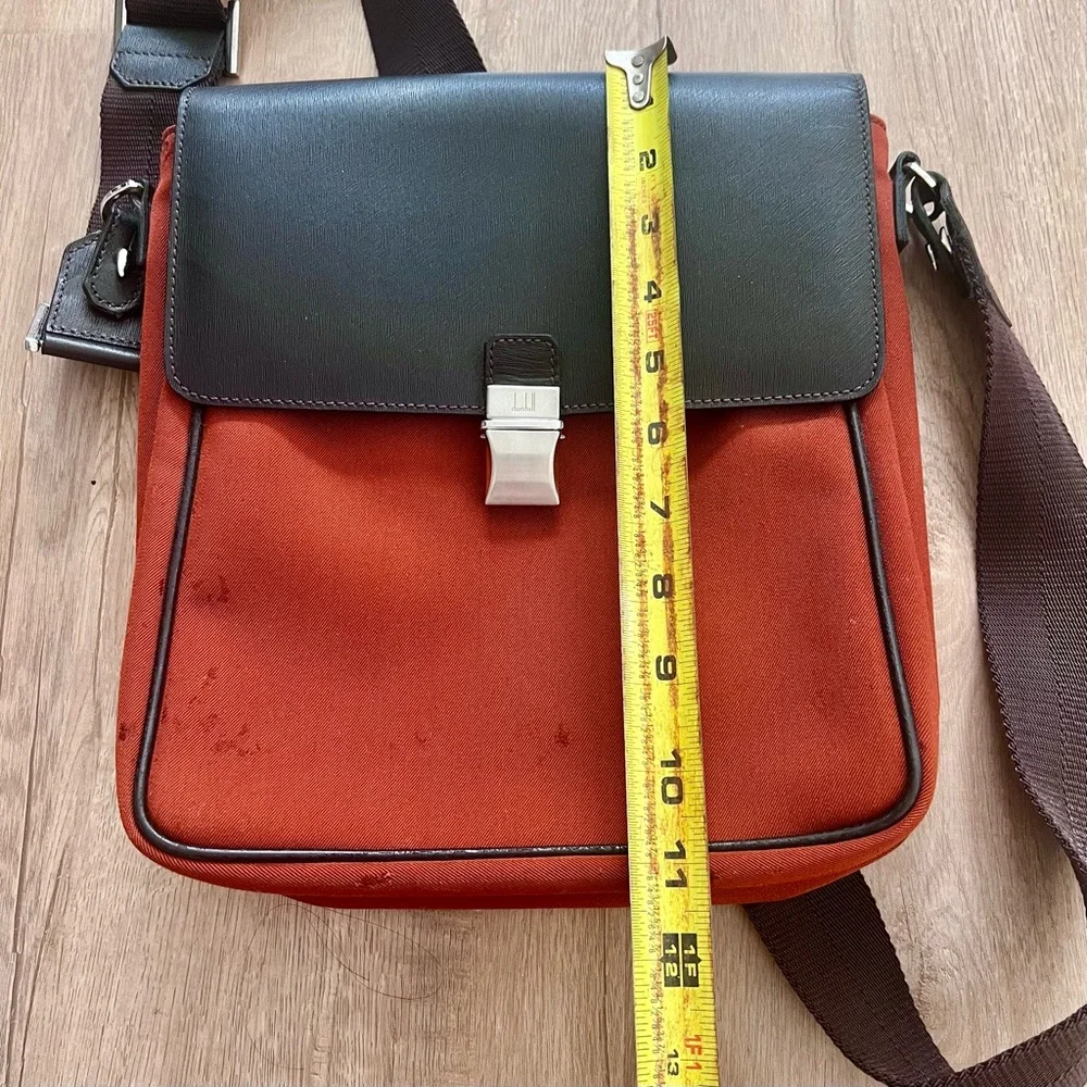 Dunhill Shoulder Sling Bag Canvas Leather Crossbody Orange Black‎ Made In Italy